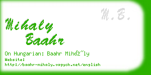 mihaly baahr business card